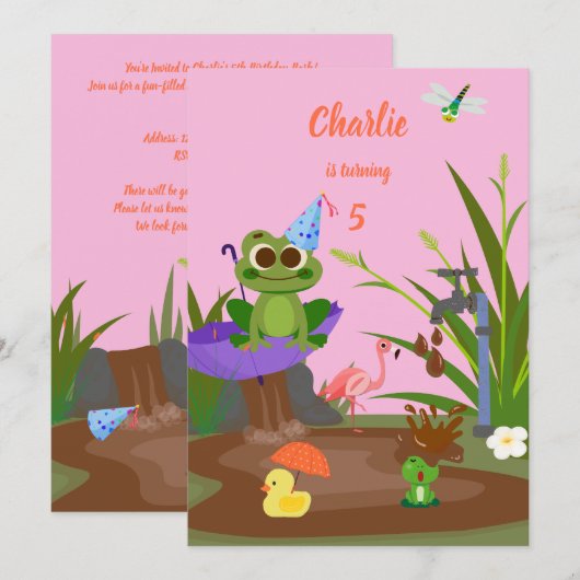 Choco Pond Froggy Fun verjaardag Kaart (Voorkant / Achterkant)