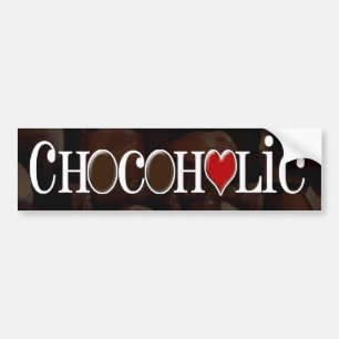 Chocofolic, donkerbruin en rood hart grappig ontwe bumpersticker
