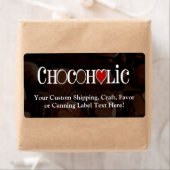 Chocofolic, donkerbruin en rood hart grappig ontwe etiket (Insitu)