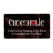 Chocofolic, donkerbruin en rood hart grappig ontwe etiket (Voorkant)