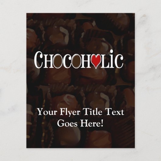 Chocofolic, donkerbruin en rood hart grappig ontwe flyer (Voorkant)