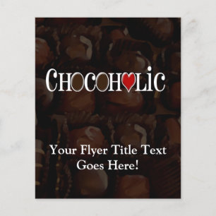 Chocofolic, donkerbruin en rood hart grappig ontwe flyer
