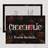 Chocofolic, donkerbruin en rood hart grappig ontwe kaart (Voorkant / Achterkant)