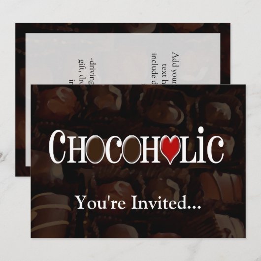 Chocofolic, donkerbruin en rood hart grappig ontwe kaart (Voorkant / Achterkant)