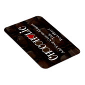 Chocofolic, donkerbruin en rood hart grappig ontwe magneet (Rechterzijde)