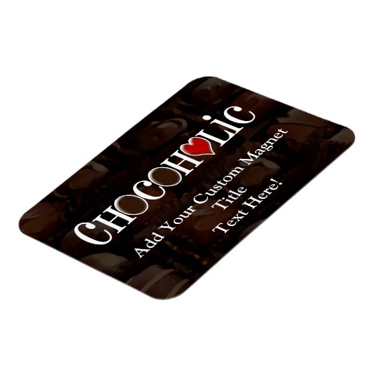 Chocofolic, donkerbruin en rood hart grappig ontwe magneet (Linkerzijde)