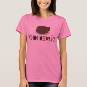 Chocofolic, donkerbruin en rood hart grappig ontwe t-shirt