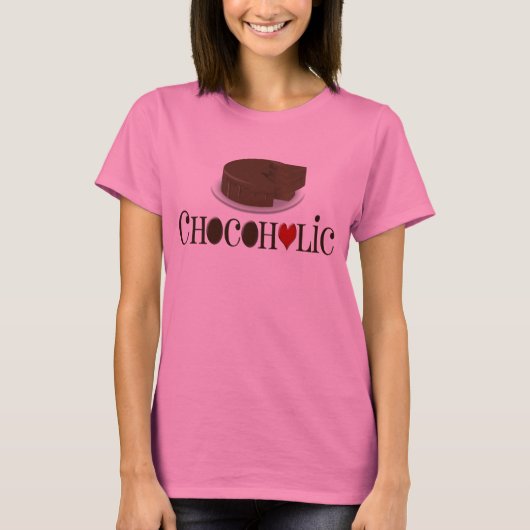 Chocofolic, donkerbruin en rood hart grappig ontwe t-shirt (Voorkant)