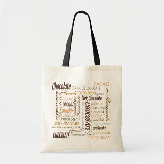 Chocofolic multilingual Chocolate Typografie Tote Bag (Voorkant)