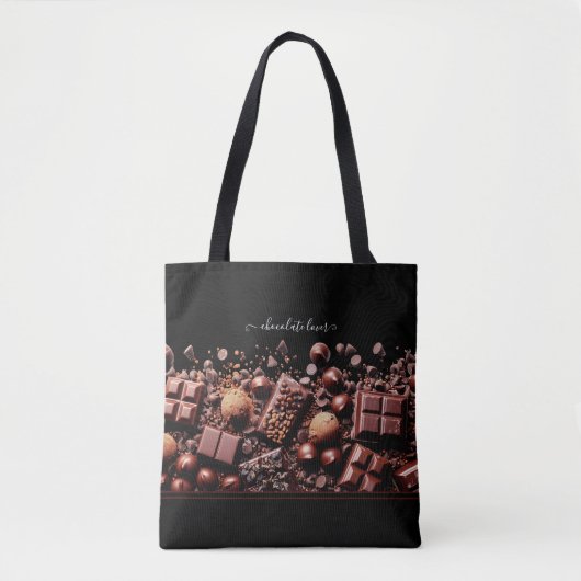 Chocoholic Chocolade Cacao Aangepaste Naam Tekst Tote Bag (Voorkant)