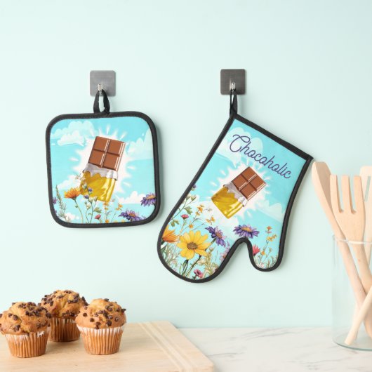 Chocoholic Chocolate snoep koken bakken keuken Ovenwant & Pannenlap Set (Insitu(Ophanging))
