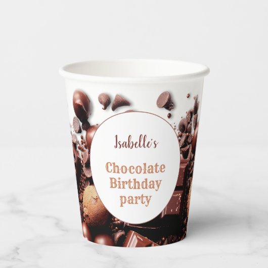 Chocoholic Hete Chocolade Cacao Wit Bruin Naam Papieren Bekers (Achterkant)