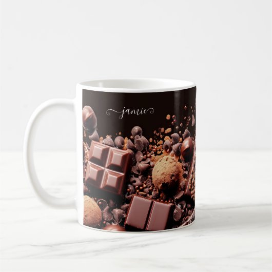 Chocoholic Hot Chocolade Cacao Custom Naam Tekst Koffiemok (Links)