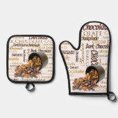 Chocoholic meertalig woord collage omgedraaid ovenwant & pannenlap set (Voorkant)