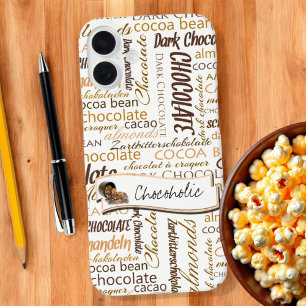 Chocoholic meertalige Word Collage Typografie iPhone 16 Plus Hoesje