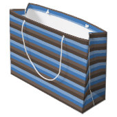 CHOCOLAAT BROWN- EN BLAUWE STRIPES GROOT CADEAUZAKJE (Achterkant Gekanteld)