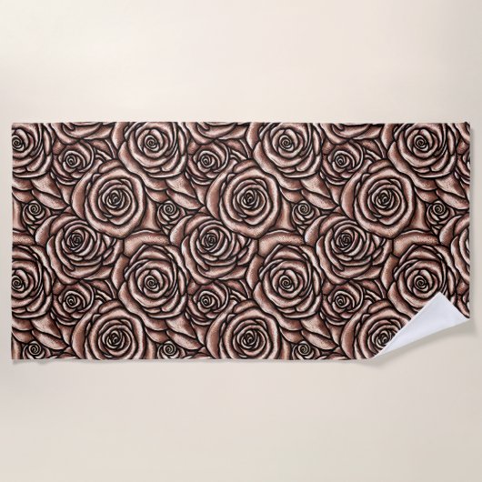 CHOCOLAAT BROWN FLOWER PATTERN STRANDLAKEN (Voorkant)
