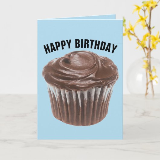 CHOCOLAAT CUPCAKE BIRTHDAY KAART (Gele Bloem)