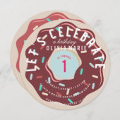 CHOCOLAAT DONUT BIRTHDAY INVITATIE KAART (Voorkant / Achterkant)