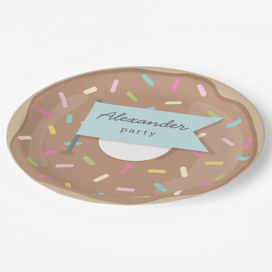 CHOCOLAAT DONUT PAPIEREN BORDJE (Gekanteld)