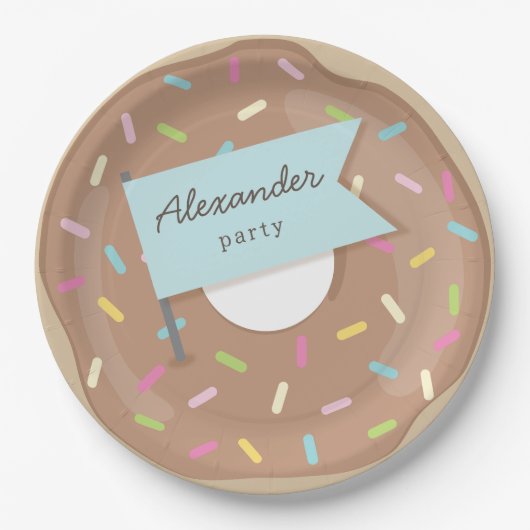 CHOCOLAAT DONUT PAPIEREN BORDJE (Voorkant)