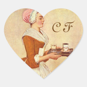 CHOCOLAAT FONDUE DINNER PARTY HEART MONOGRAM HART STICKER