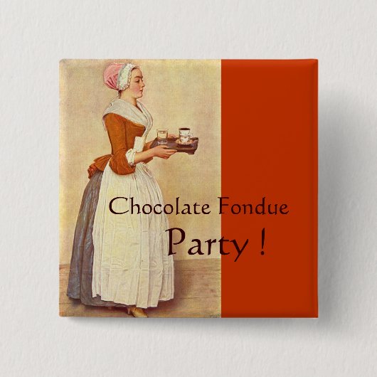 CHOCOLAAT FONDUE DINNER PARTY VIERKANTE BUTTON 5,1 CM (Voorkant)