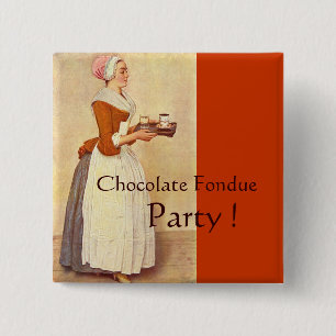 CHOCOLAAT FONDUE DINNER PARTY VIERKANTE BUTTON 5,1 CM