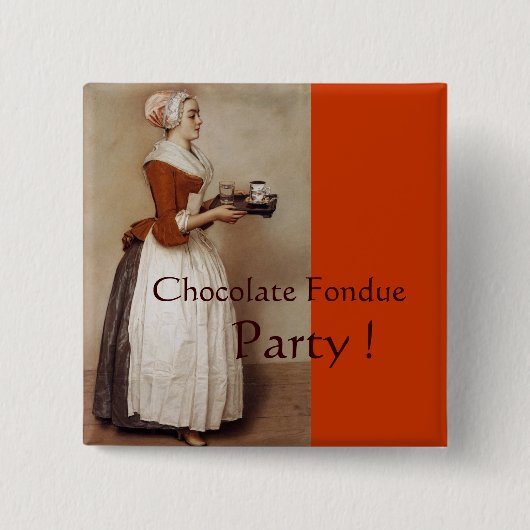 CHOCOLAAT FONDUE DINNER PARTY VIERKANTE BUTTON 5,1 CM (Voorkant)