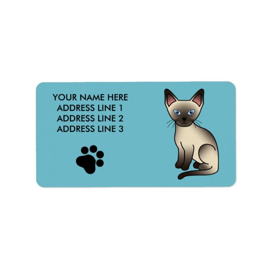 Chocolaatpunt Siamese Breed Cat Illustratie Etiket (Voorkant)
