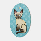 Chocolaatpunt Siamese Breed Cat Illustratie Keramisch Ornament (Links)