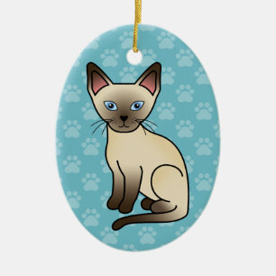 Chocolaatpunt Siamese Breed Cat Illustratie Keramisch Ornament