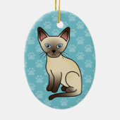 Chocolaatpunt Siamese Breed Cat Illustratie Keramisch Ornament (Achterkant)