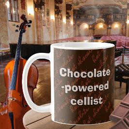 Chocolade aangedreven cellist cello speler muziek koffiemok