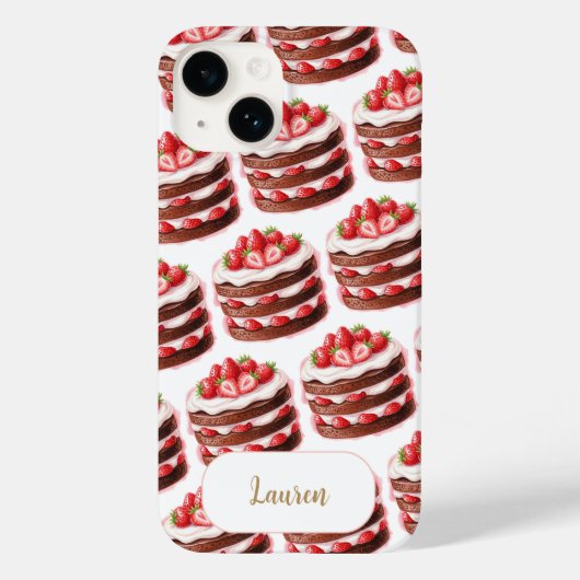 Chocolade Aardbei Cakes Leuke Foodie Aangepaste na Case-Mate iPhone Case (Achterkant)