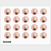 Chocolade, aardbei en vanille dessert ronde sticker (Vel)