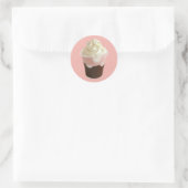 Chocolade, aardbei en vanille dessert ronde sticker (Tas)
