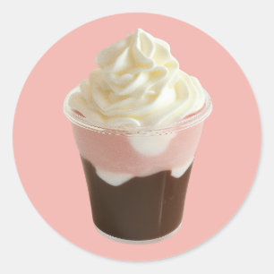 Chocolade, aardbei en vanille dessert ronde sticker