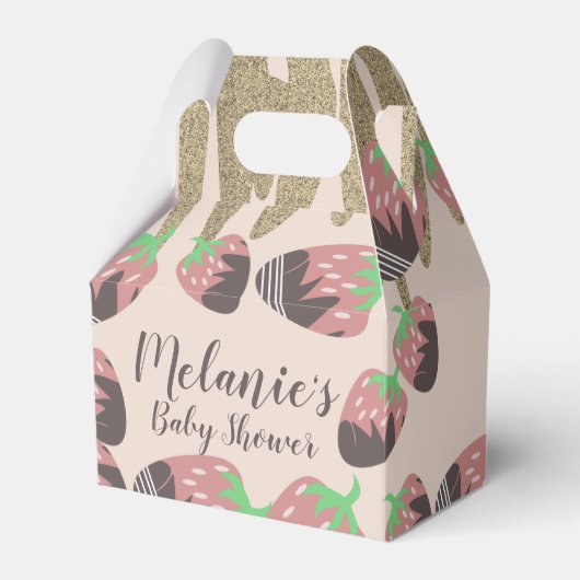 Chocolade aardbei Faux Glitter Baby shower Bedankdoosjes (Voorkant Zijde)