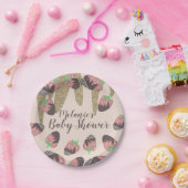 Chocolade aardbei Faux Glitter Baby shower Papieren Bordje (Feest)