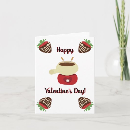 Chocolade Aardbei Fondue Valentijnsdag Kaart (Voorkant)