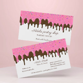 Chocolade aardbei Frosting Drip Visitekaartje