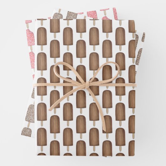 Chocolade aardbei Fudgesicle Ice Cream Popsile Inpakpapier Vel (In situ)