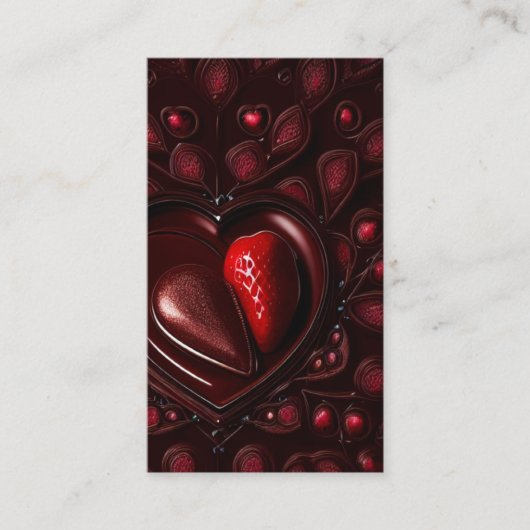 Chocolade aardbei hart visitekaartje (Voorkant)