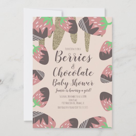 Chocolade Aardbei Nep Glitter Baby Shower Kaart (Voorkant)