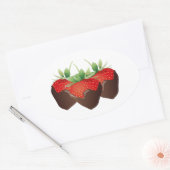 Chocolade-aardbei Ovale Sticker (Envelop)