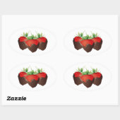 Chocolade-aardbei Ovale Sticker (Vel)
