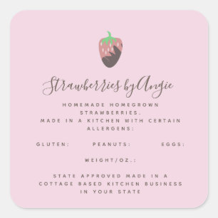 Chocolade Aardbei Roze Voedsel Bedrijf   Vierkante Sticker