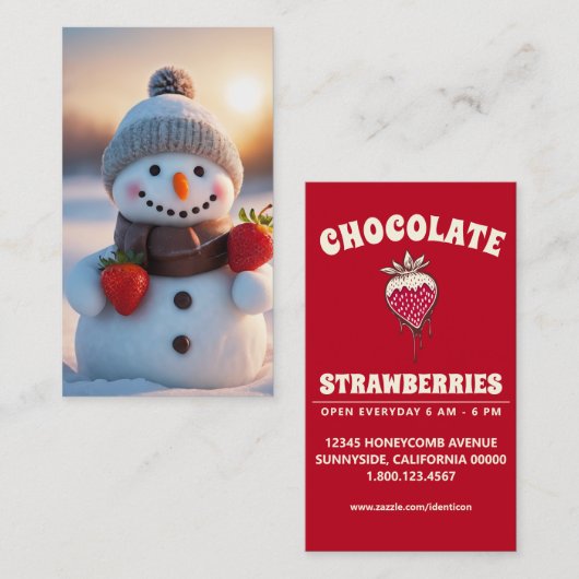 chocolade aardbei sneeuwpop visitekaartje (Voorkant / Achterkant)