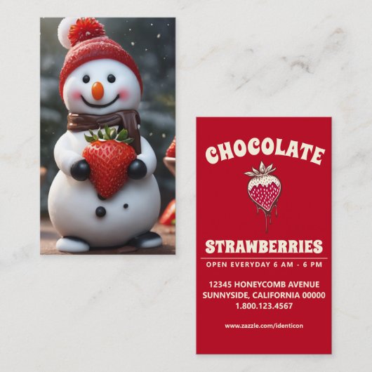 chocolade aardbei sneeuwpop visitekaartje (Voorkant / Achterkant)
